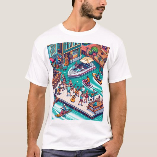 Boats, Jetskis, Music and party T-shirt (Voorkant)