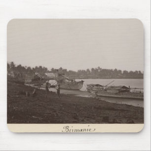 Boats met rijst op de Thanlwin Muismat