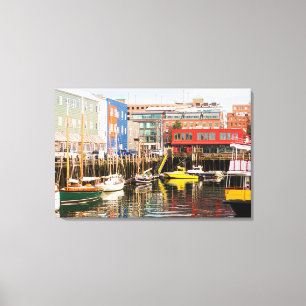Boats Moored Portland, Maine Canvas Afdruk