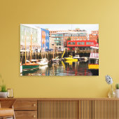 Boats Moored | Portland, Maine Canvas Afdruk (Insitu (Woonkamer))