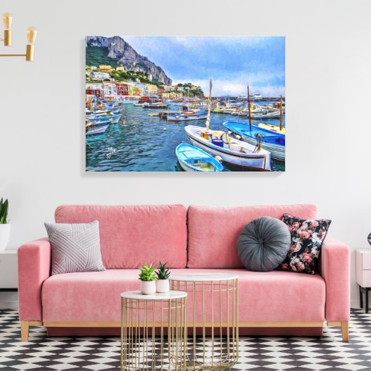 Boats of Capri Italy Photo Art Canvas Afdruk (Insitu (Woonkamer))