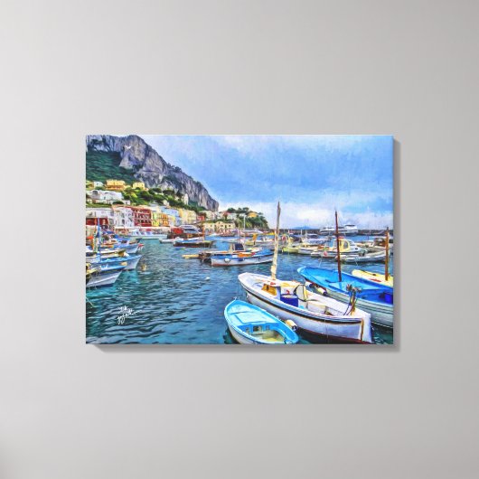 Boats of Capri Italy Photo Art Canvas Afdruk (Voorkant)