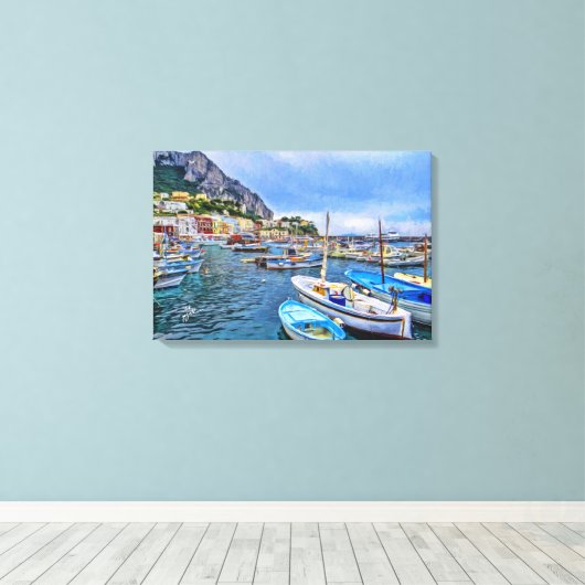 Boats of Capri Italy Photo Art Canvas Afdruk (Insitu (Houten vloer))