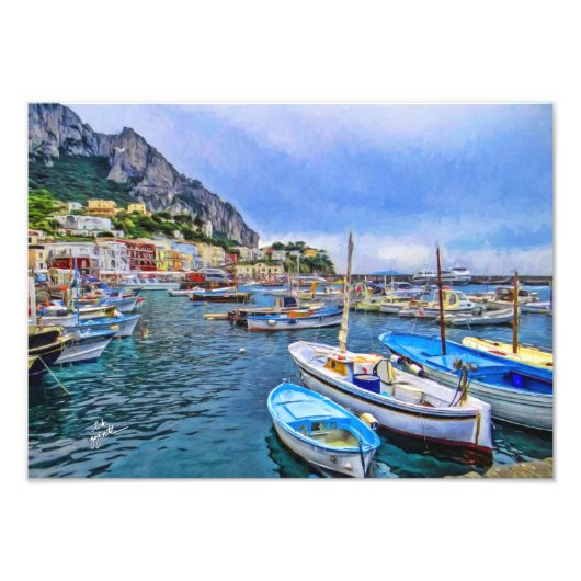 Boats of Capri Italy Photo Art Foto Afdruk (Voorkant)