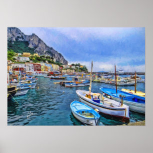 Boats of Capri Italy Photo Art Poster
