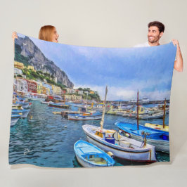 Boats of Capri Italy Travel Photography Popular Fleece Deken