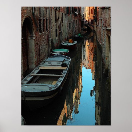Boats on Canal Water Venice Italy Buildings Poster (Voorkant)