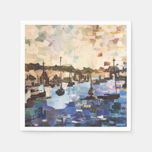 Boats on Lake Erie, Ohio Collage Paper Napkins Servet