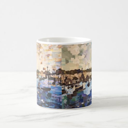 Boats on Lake Erie Paper Collage Mok (Center)