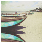 Boats on Tropical Beach Pattern Stof (Close Up)