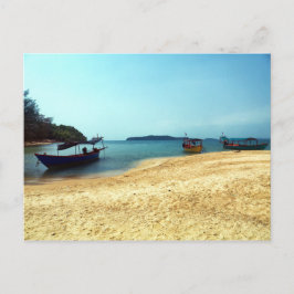 Boats on Tropical Island Beach, Cambodja Briefkaart