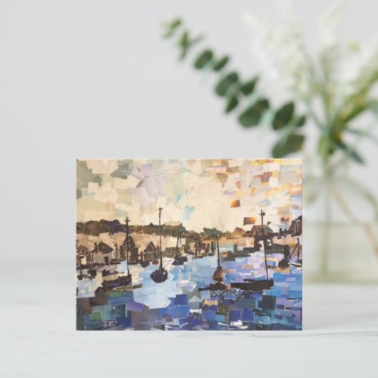 Boats op Briefkaart voor het verzamelen van rijstp (Staand voorkant)