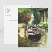 Boats op de rivier briefkaart (Voorkant / Achterkant)