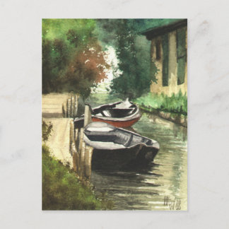 Boats op de rivier briefkaart