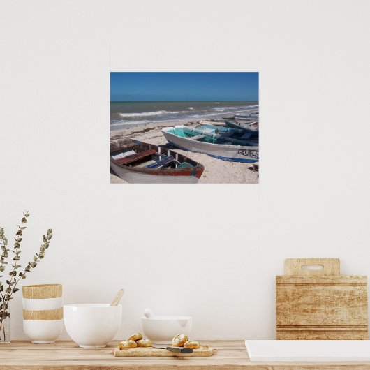 Boats op de strand poster (Keuken)