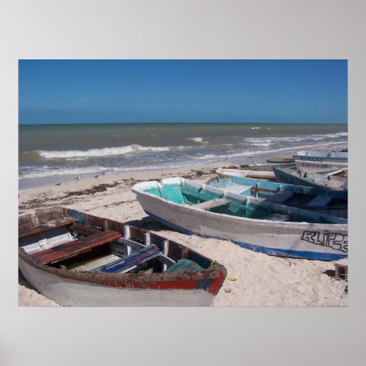 Boats op de strand poster (Voorkant)