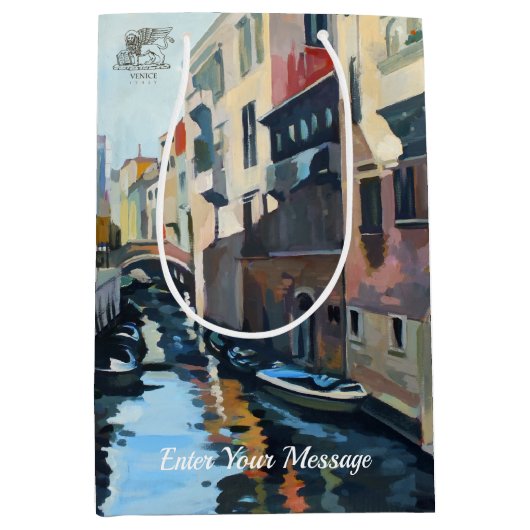 Boats op een Venetiaans kanaal Medium Cadeauzakje (Voorkant)