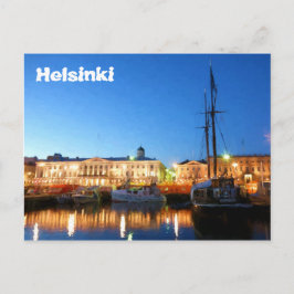 Boats op het Helsinki Market Square op de avond Briefkaart