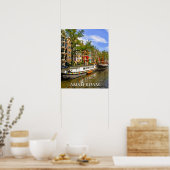 Boats op het Kanaal in Amsterdam Vintage Travel Poster (Keuken)
