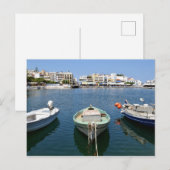 Boats op het meer van het Briefkaart Agios Nikolao (Voorkant / Achterkant)