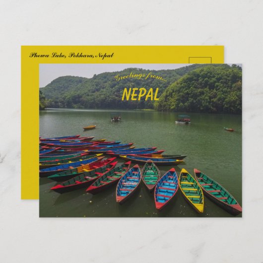 Boats op het Phewa-meer in Pokhara Nepal Briefkaart (Voorkant / Achterkant)