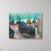 Boats op het strand bij É tretat | Claude Monet | Canvas Afdruk (Voorkant)