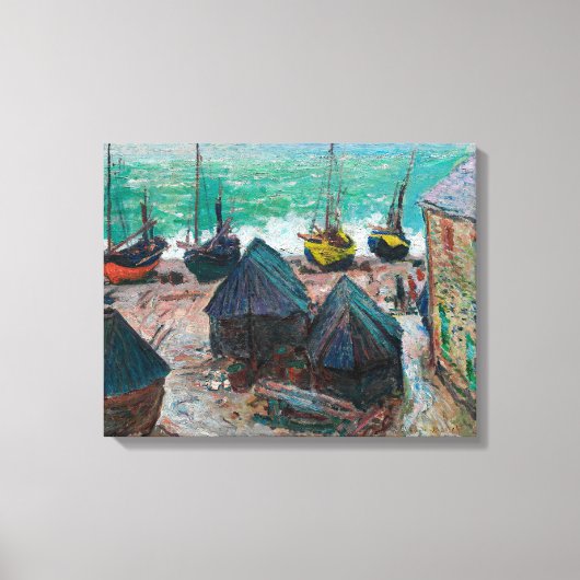 Boats op het strand bij É tretat | Claude Monet | Canvas Afdruk (Voorkant)