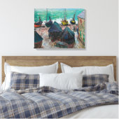 Boats op het strand bij É tretat | Claude Monet | Canvas Afdruk (Insitu (Slaapkamer))