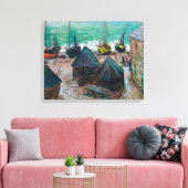 Boats op het strand bij É tretat | Claude Monet | Canvas Afdruk (Insitu (Woonkamer))