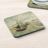 Boats op het strand bij Saintes-Maries Bier Onderzetter (Linkerzijde)