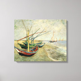 Boats op het strand bij Saintes-Maries Canvas Afdruk