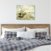 Boats op het strand bij Saintes-Maries Canvas Afdruk (Insitu (Slaapkamer))