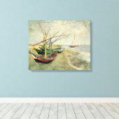 Boats op het strand bij Saintes-Maries Canvas Afdruk (Insitu (Houten vloer))