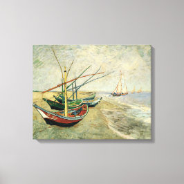 Boats op het strand bij Saintes-Maries Canvas Afdruk