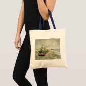 Boats op het strand bij Saintes-Maries Tote Bag (Voorkant (product))
