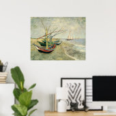 Boats op het strand bij Saintes-Maries - Van Gogh Poster (Thuiskantoor)