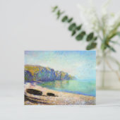 Boats op het strand in Pourville, Low Tide Monet Briefkaart (Staand voorkant)
