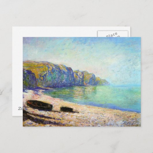 Boats op het strand in Pourville, Low Tide Monet Briefkaart (Voorkant / Achterkant)