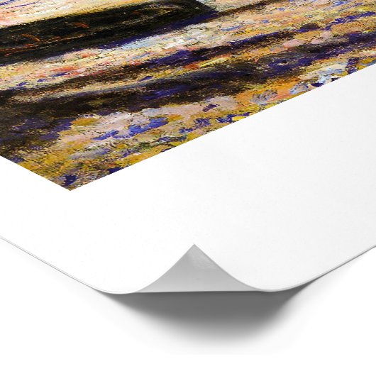 Boats op het strand in Pourville, Low Tide Monet Poster (Hoek)