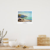 Boats op het strand in Pourville, Low Tide Monet Poster (Keuken)