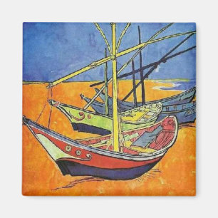 Boats op het strand van Vincent van Gogh Magneet