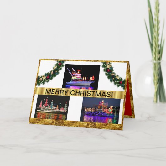 Boats op kerstkaarten feestdagen kaart (Voorkant)