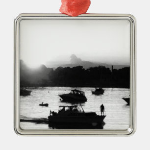 Boats op Lake Erie Silhouette kerstversiering Metalen Ornament