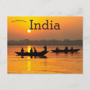 Boats op Sunset on Ganges River India Briefkaart