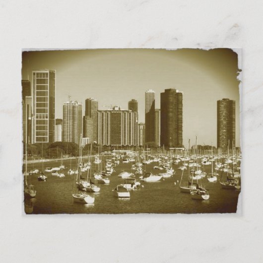 Boats parkeerden bij Lake Michigan in Chicago. Briefkaart (Voorkant)