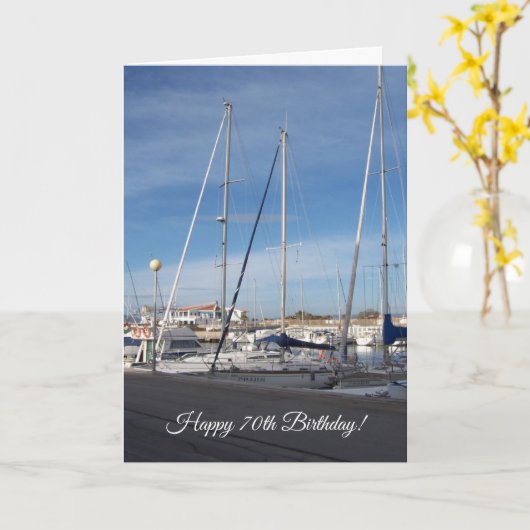 Boats Personalized 70th Birthday Kaart (Gele Bloem)