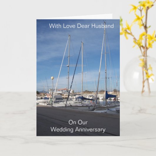 Boats Personalized Husband Wedding Jubileum Kaart (Gele Bloem)