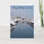 Boats Step Son Birthday Card Kaart<br><div class="desc">Wenskaart boten in een marina stapje op een verjaardagskaart die je kunt aanpassen met elke tekst van je keuze. Als u hulp nodig hebt bij het aanpassen,  kunt u contact met ons opnemen via de link op deze pagina. Marina step son verjaardagskaart</div>