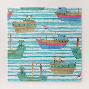 Boats Stripes: Waterverf schilderpatroon. Legpuzzel