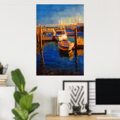 Boats, Sunset, Morro Bay, Calif Poster (Thuiskantoor)